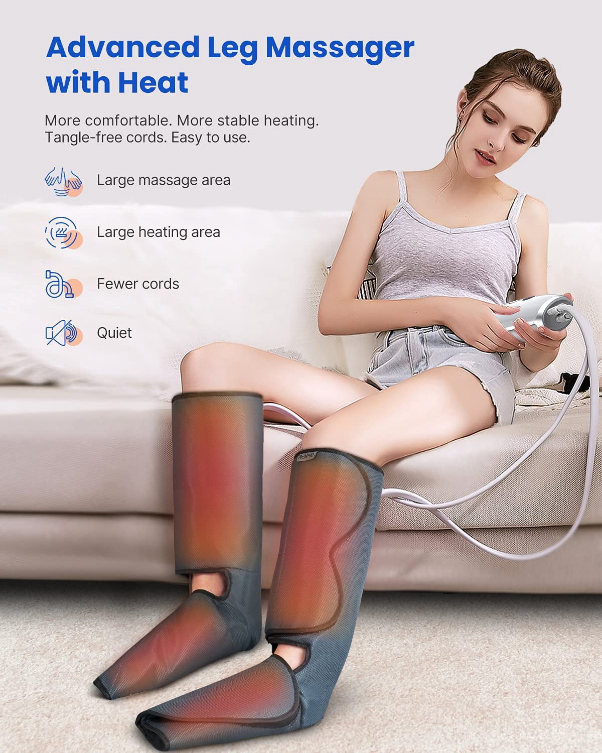 RENPHO Foot and Leg Massager with 2 Heat and Air Compression for Circulate, FSA and HSA Eligible 3 Modes 3 Intensities, Gift for Women Men