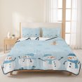 thumbnail image 3 of Quilts Twin Size Bedding Set, Lake Blue Snowman Christmas Lightweight Quilted Comforter, Xmas Snowflake Winter Snowman Soft Reversible Bedspread Coverlet with Pillow Covers for All Season, 68" x 86", 3 of 9