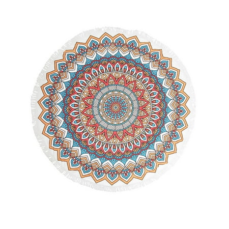 Round Beach Microfiber Towel Blanket for Yoga Mat Picnic Blanket Baby Pet Playing Mat with Fringe Tassels