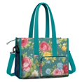 thumbnail image 2 of Teacher Tote Bag,Pioneer Flower Floral Print Pattern Teacher Utility Tote Bag,Large Work Tote Bags for Women with Multiple Pockets,Top Zipper Closure,13.8x10.6x6.7 Inch, 2 of 5