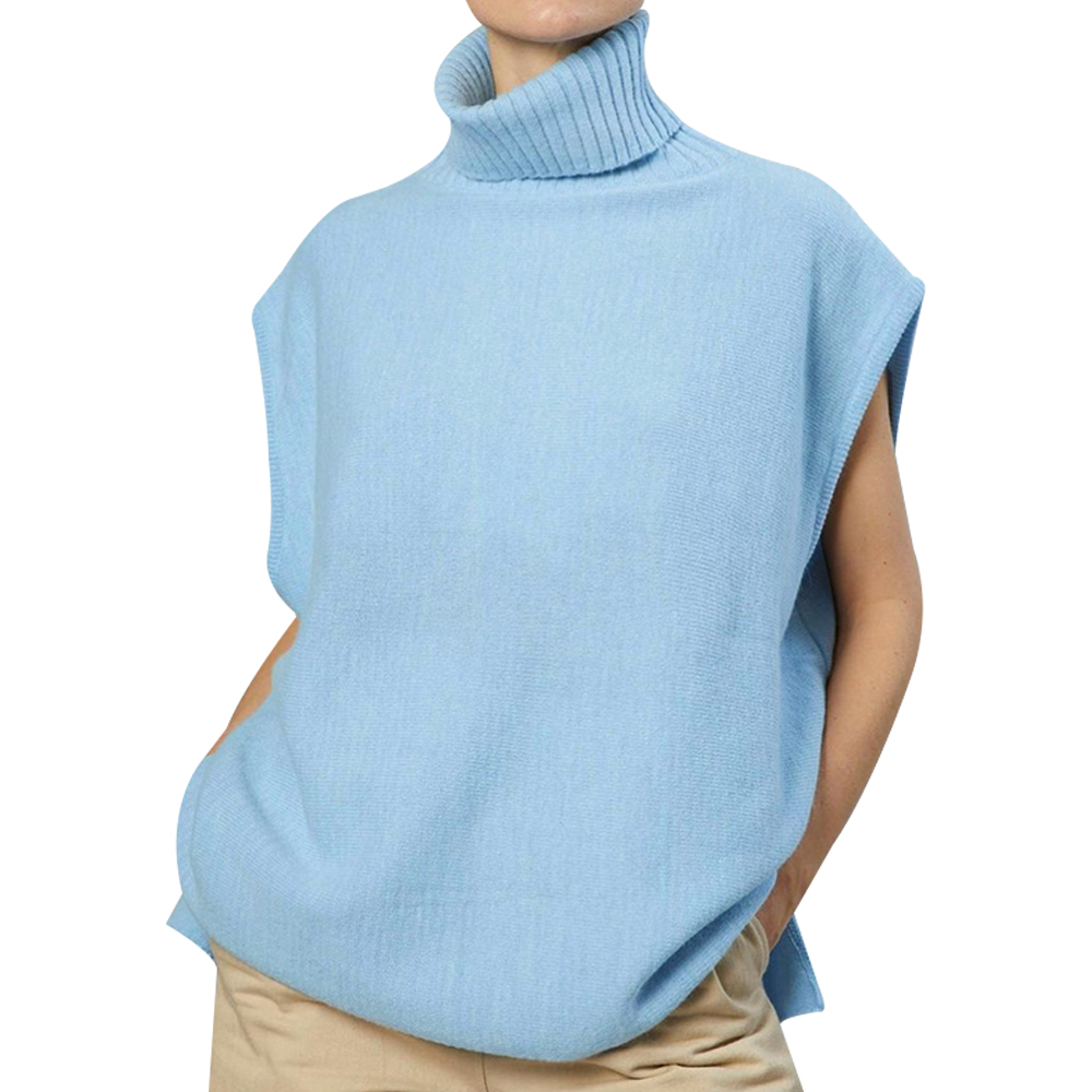 HERBSASY Women's Sleeveless Turtleneck Sweater Top Loose Fit Casual