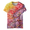 thumbnail image 4 of YDLCAFD T-Shirt Femme Mode Été Décontracté Imprimé Fleuri Manches Courtes Col Rond Pull Tops, 4 of 4