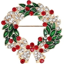 Christmas Wreath Brooch Rhinestone Brooch Pins Sparkling Wreath Brooch Christmas Jewelry Accessories for Women