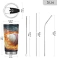 thumbnail image 3 of SKYSONIC Ice Fire Baseball Tumbler Stainless Steel Double Wall Vacuum Reusable Insulated Mug with Straw and Built-in Coaste for Cold and Hot Beverages, 20oz, 3 of 7