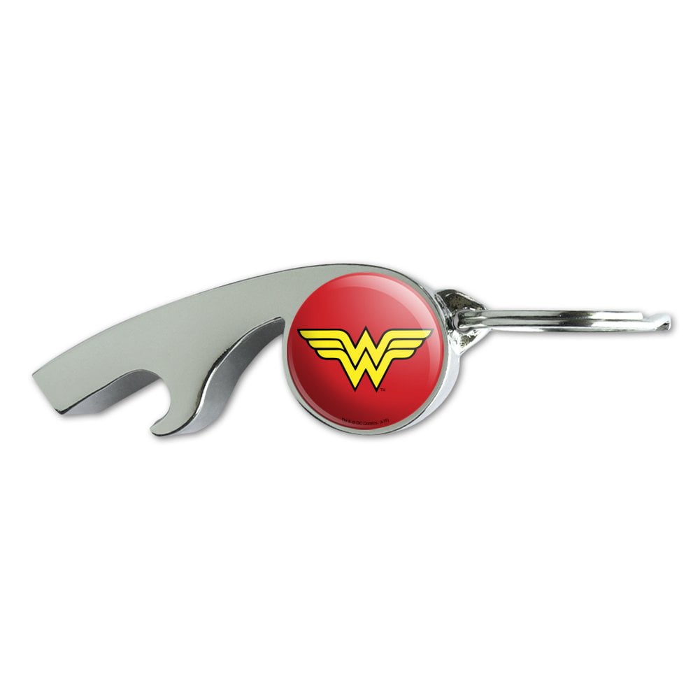 Wonder Woman Classic Logo Keychain Chrome Plated Metal Whistle Bottle Opener