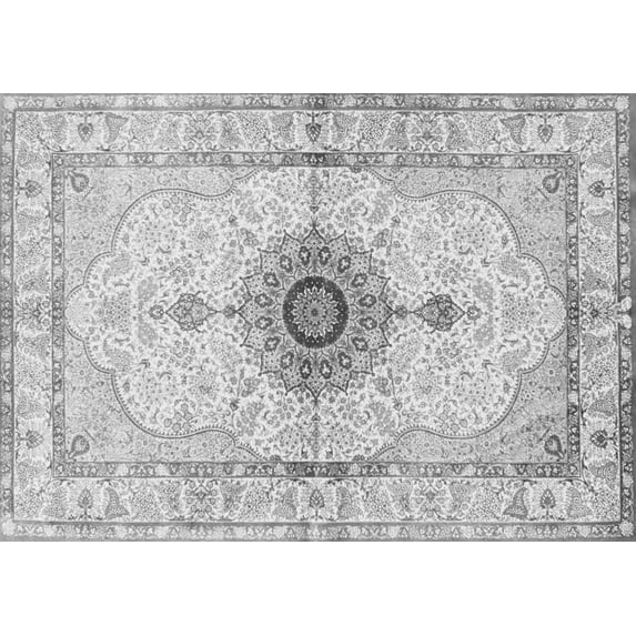 Ahgly Company Indoor Rectangle Medallion Gray Traditional Area Rugs, 3' x 5'