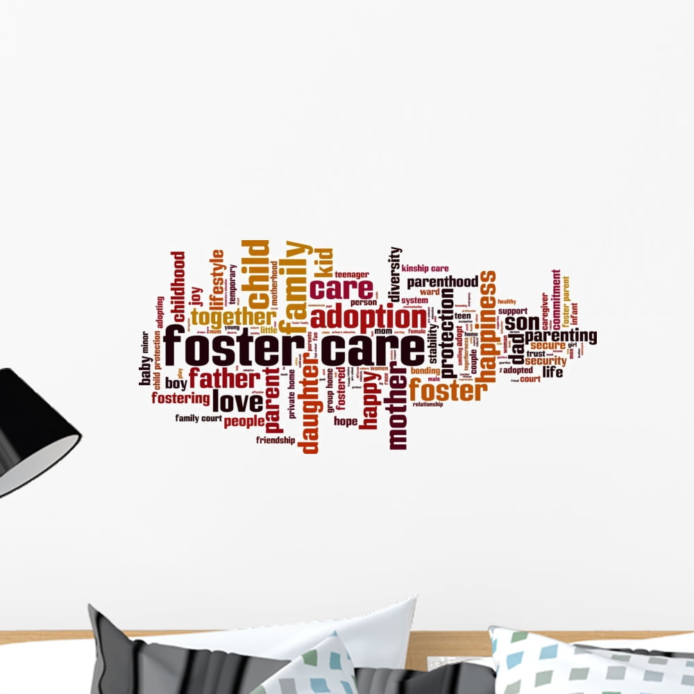 Foster Care Word Cloud Wall Mural Decal Sticker, Wallmonkeys Peel