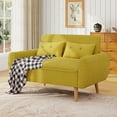 thumbnail image 3 of Walsunny 47" Loveseat Couch Sofa, 2-Seat Fabric Upholstered Sofa with 2 Removable Pillows, Love Seat Couch, Wood Leg, Yellow, 3 of 8