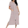 thumbnail image 3 of PIWHJQK Women Pajama Tops Sleepshirts Loungewear Tops Zip Up Robe For Women Long Housecoat Knit Bathrobes Full Lengthgradient Color Nightgown With Pockets Sleepwear, 3 of 6