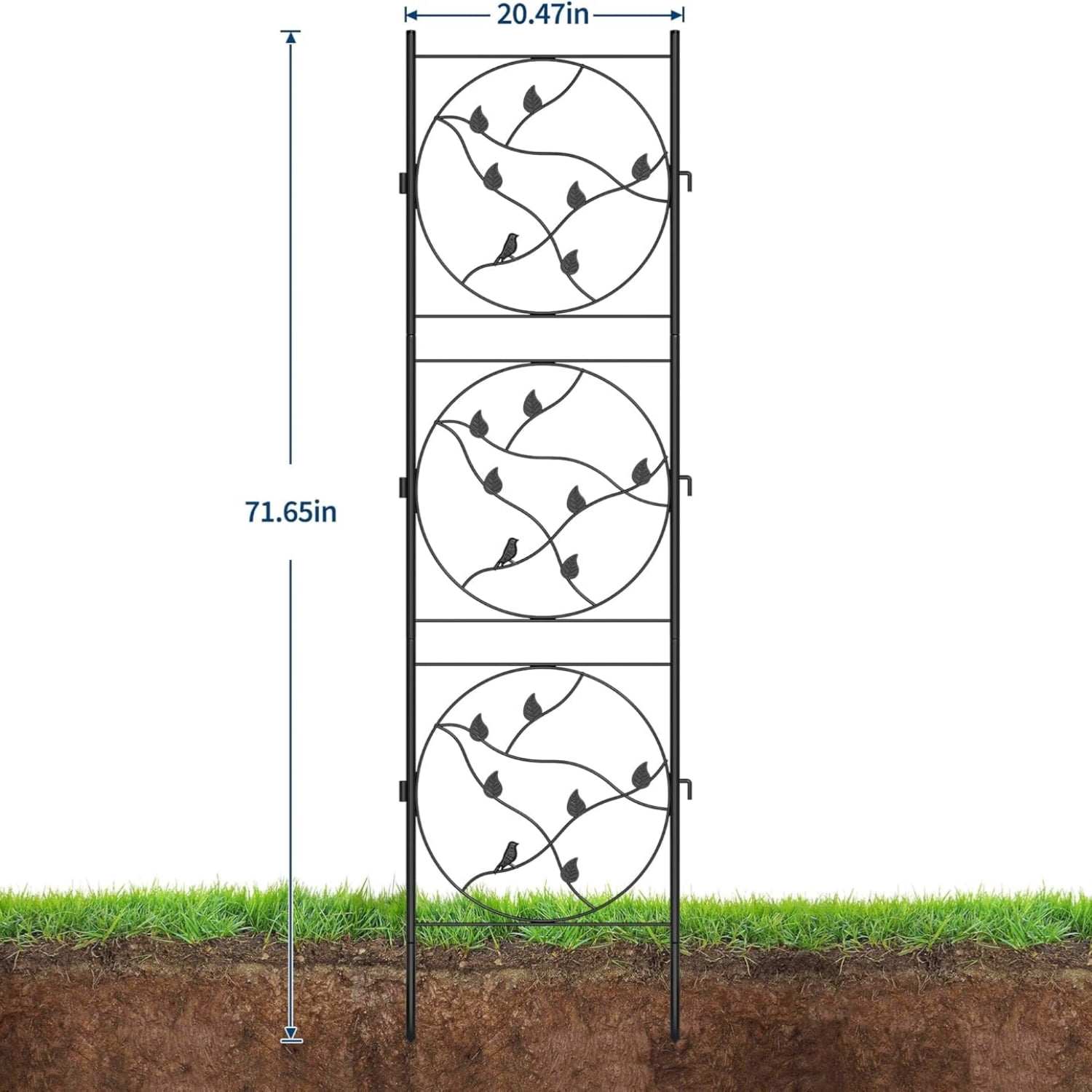 Riedhoff Metal Garden Trellis for Climbing Plants 71.65“ x 20.47”, 2 pack, Black