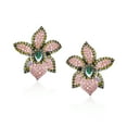 thumbnail image 2 of Bling Jewelry Womens 3D Pink Orchid Flower Shaped Pave CZ Stud Earrings Silver, 2 of 5