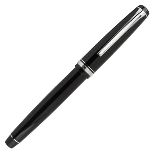 Pilot Falcon Fountain Pen - Black & Rhodium - Soft Flexible Fine Nib