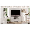 thumbnail image 4 of Melidee Corner TV Stand for 65 inch TV, Wood Entertainment Center with Sliding Barn Doors and Storage, Media Console Cabinet, 58.1" x 15.6" x 31.1" H, White, 4 of 9
