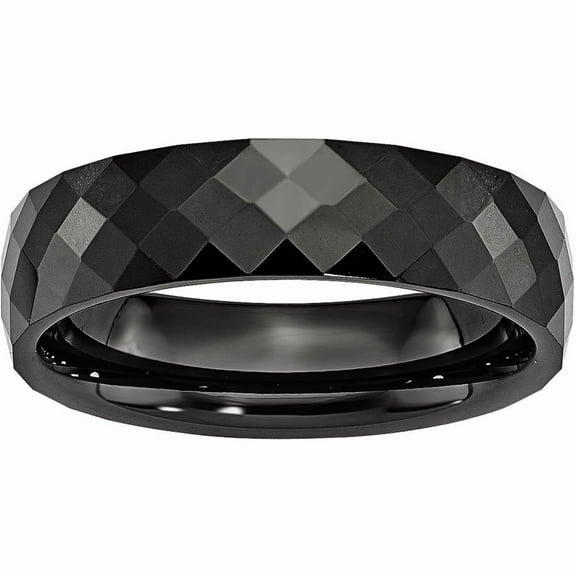 Primal Steel Ceramic Black 6mm Faceted Band