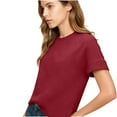 thumbnail image 6 of Posijego Summer Tops for Women Textured Short Sleeve Crew Neck Casual T-Shirts Spring Soft Tunic Shirt for Ladies, 6 of 9