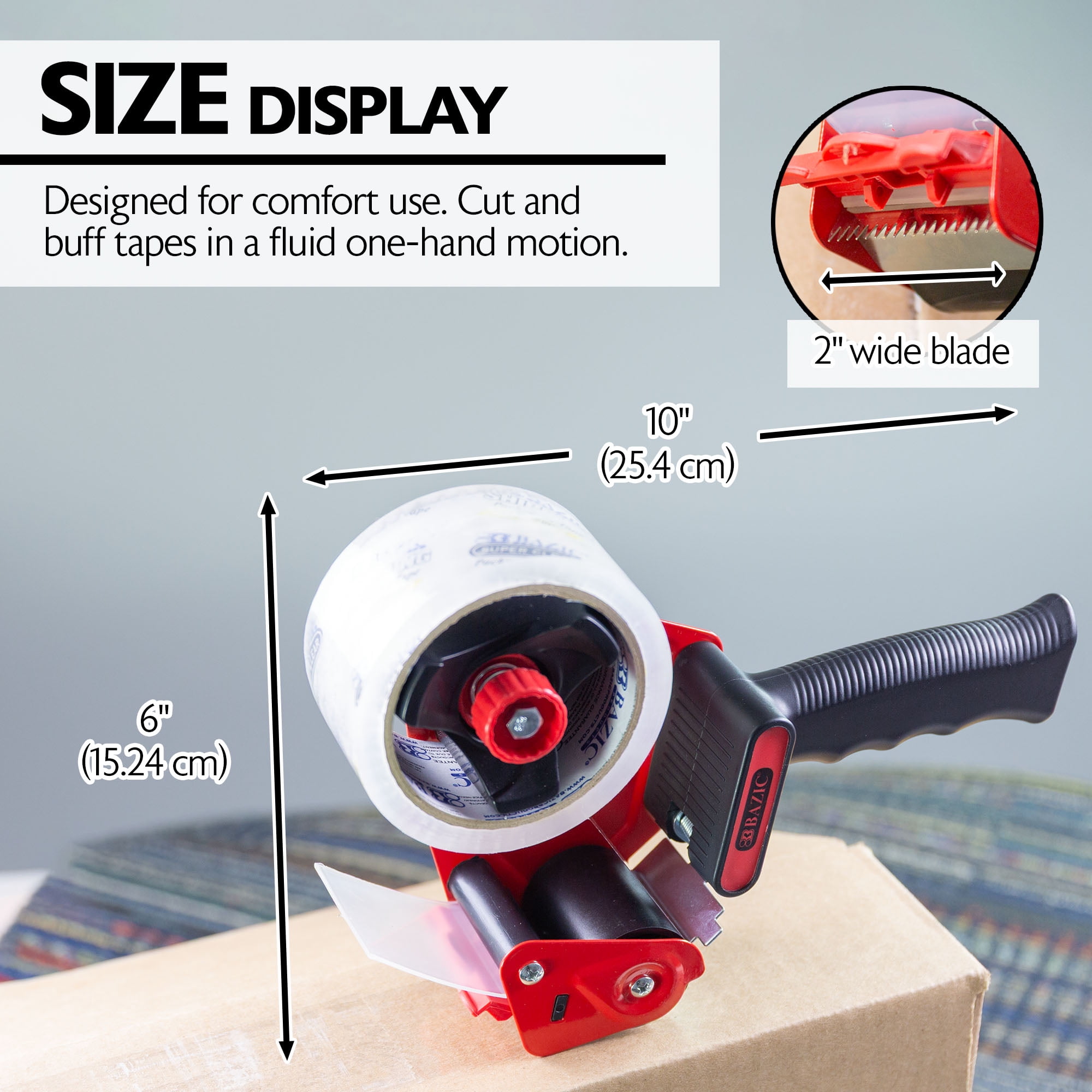 BAZIC Heavy Duty Tape Dispenser Gun, Rubber Grip, Tape Not Include, 1-Pack