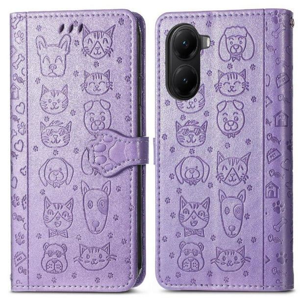 Funda Cartera FOXDOCK para Xiaomi Redmi A5 , Flip PU con Relieve de Gatos y Perros, Tarjetero y Soporte