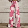thumbnail image 2 of purcolt Women's Vintage Floral Printed Boho Jeans High Waist Wide Leg Denim Pants Casual Baggy Jeans Streetwear with Pockets, 2 of 6