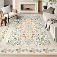 thumbnail image 2 of Moynesa 8'x10' Floral Area Rugs for Living Room, Washable Large Vintage Botanical Rugs for Bedroom, Soft Non Slip Cottagecore Flower Accent Carpet for Dining Room Dorm Apartmen, Beige, 2 of 7