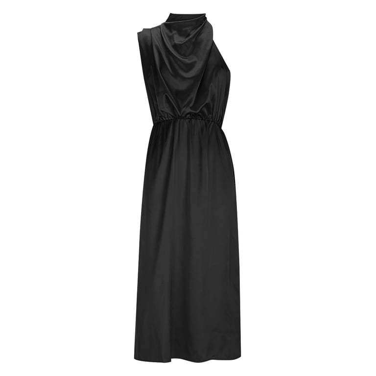 velvet burnt orange bridesmaid dresses Florence Slip Midi Dress Black Satin by PASDUCHAS