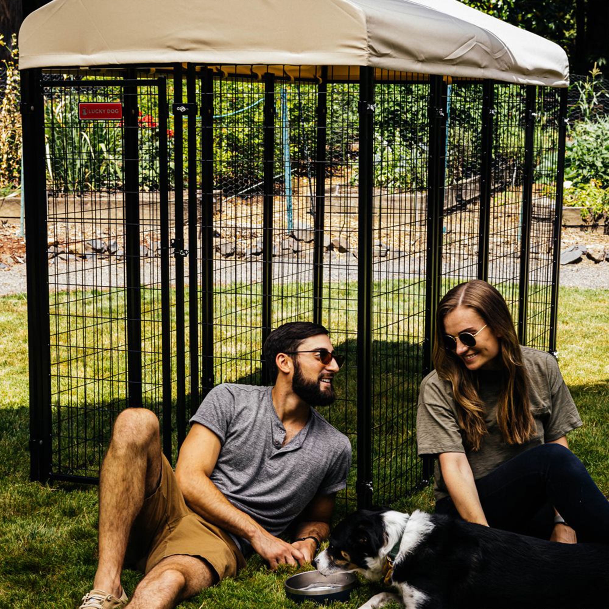 Lucky Dog STAY Series 4 x 8 x 6 Foot Roofed Steel Frame Villa Dog Kennel