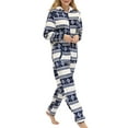 thumbnail image 3 of Women's Christmas Hoodie One-piece Pajamas Fleece Women's Fawn Snowflake Printed One Piece, 3 of 9