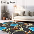thumbnail image 2 of ODIKA 3'x5' Machine Washable Non-Slip Area Rug, Artistic Garden Blooms Fade Resistant Versatile Practical High Traffic Rug, Black, 663117, 2 of 7