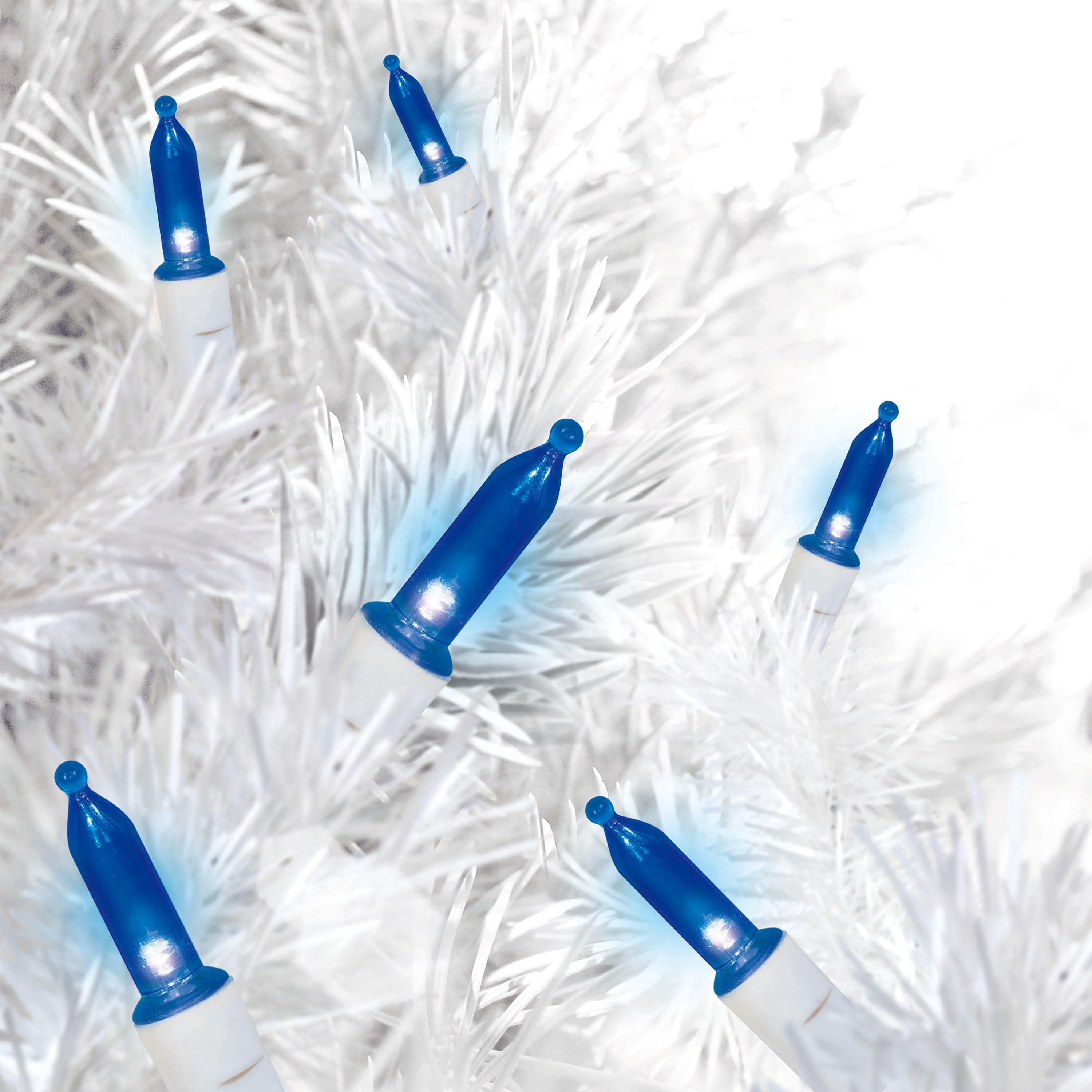 Indoor/Outdoor 50-Count LED Mini Christmas String Lights, Blue, White Wire, 9.5', by Holiday Time