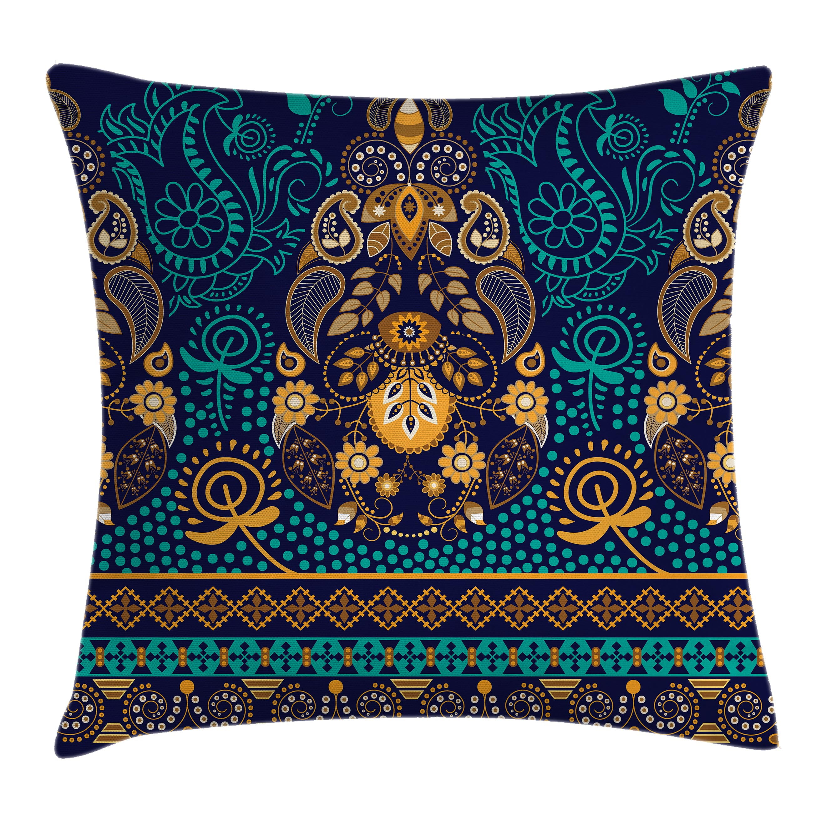 Paisley Decor Throw Pillow Cushion Cover, Ethnic Backgrounded Design