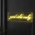 thumbnail image 6 of Good Vibes Only 20" X 6" Contemporary Glam Acrylic Box USB Operated LED Neon Light, Yellow, 6 of 7