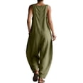 thumbnail image 6 of biudgviw Women's Casual Loose Overalls Jumpsuits Pleated Sleeveless Tanks Baggy Long Pants Rompers with Multi Pockets for Beach Travel, 6 of 7