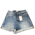 thumbnail image 2 of Vervet Womens Distressed High Rise Denim Shorts Blue XS, 2 of 4