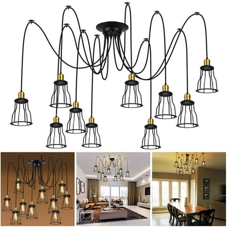 Yescom 10 Heads Vintage Metal Cage Spider Ceiling Light Diy Yescom 10 Heads Vintage Metal Cage Spider Ceiling Light Diy Adjule Chandelier Pendant Lamp Home Hotel