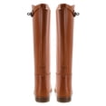 thumbnail image 4 of YDN Women Basic Round Closed Toe Knee High Boots Pull On Mental Buckle Wide Calf Flat Riding Boots Walking Trip Retro Shoes Size 13 Brown, 4 of 4