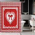 thumbnail image 2 of Erosebridal Pink Polka Dot Plaid Bow Shower Curtain 72Wx84L for Girls, Girly Checkered Heart Lace Waterproof Bathroom Shower Curtain, 2 of 5