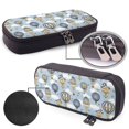 thumbnail image 4 of Picia Balloon Vintage Pattern Large Capacity PU Leather Pencil Case Organizer Pen Marker Holder Double Zipper Storage Bag Big Pencil Pouch for College Office, 4 of 6