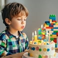 thumbnail image 2 of Building block birthday candles (number 2 candles), suitable for colorful building block theme birthday number candles, party decorations, building block cake decorations, 2 of 7