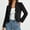 Black, variant on Women Ruffled Open Front Cropped Denim Cardigan Long Puff Sleeve Vintage Elegant Ladies Spring Winter Outerwear