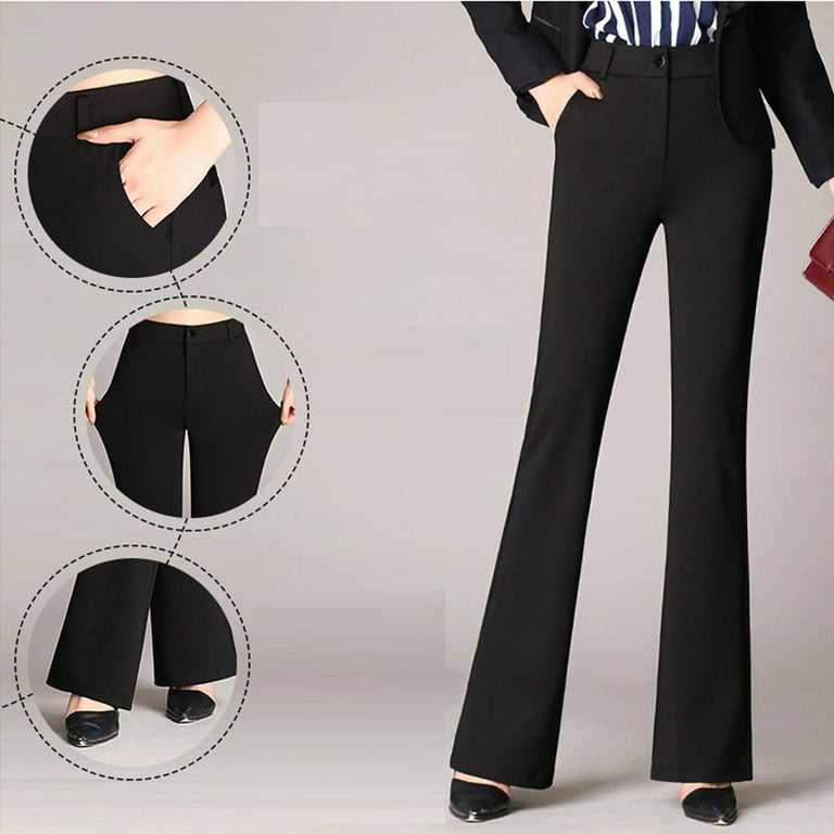 Womens Bootcut Dress Pants Stretch High Waisted Straight Leg Pull on Pants  Casual Business Office Work Trousers