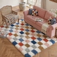 thumbnail image 1 of BERTHMEER 5'x7' Shag Area Rugs for Living Room Bedroom Fluffy Plush Soft Geometric Washable Modern Contemporary Indoor Fuzzy Checkered Colorful Rugs Carpets, Multicolor, 1 of 6