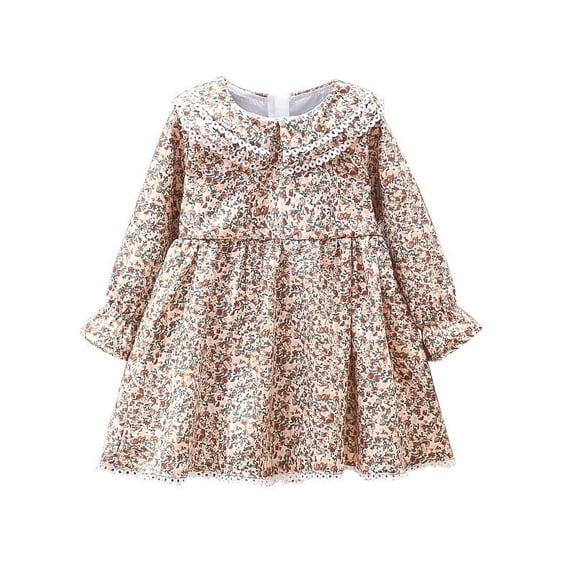 Yidarton Girls Long Sleeve Dress 2022 Autumn New Baby Girl Floral Princess Dress Foreign Style Children's Clothing 110CM