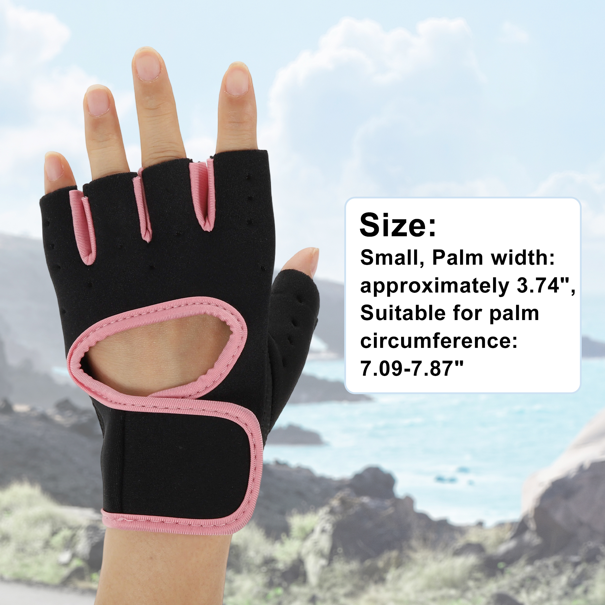 Unique Bargains 1Pair Half-finger Strength Training Sport Gloves Pink Small