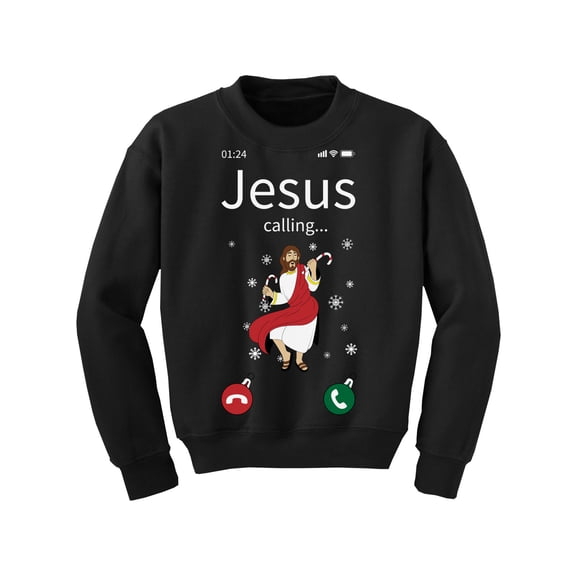 Jesus Calling Sweatshirt Girls Boys Xmas Gifts for Kids Funny Jesus Christmas Sweater Holiday Youth Top Christian Religious Xmas Sweatshirt