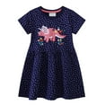 thumbnail image 1 of hengsof Robe Élégante à Manches Courtes Imprimée pour Filles, Robe d'Été en Coton Confortable et Décontractée pour Tenue Décontractée Ou de Fête, Convient de 2 à 7 Ans, 1 of 6