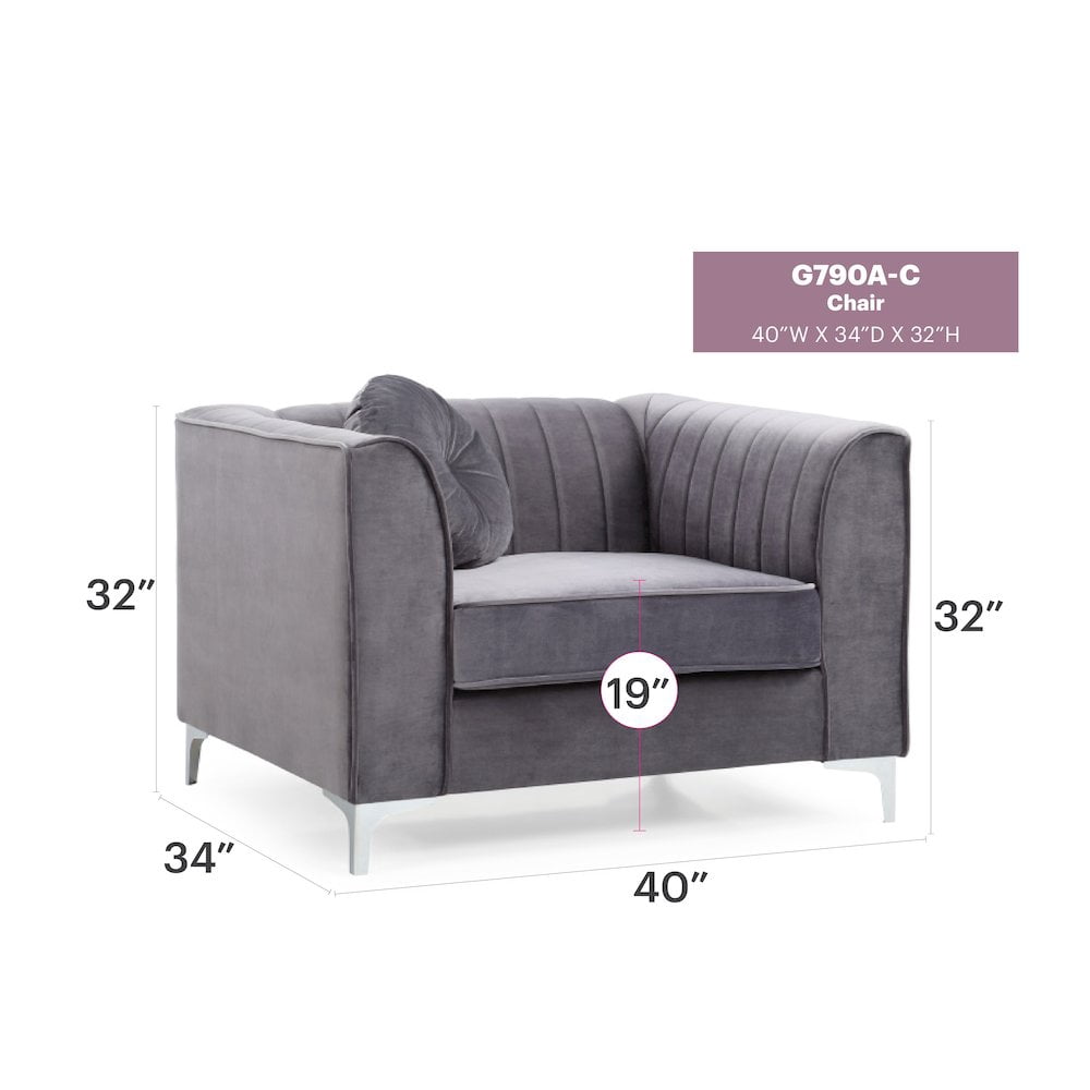 Glory Furniture Delray Accent Chair in Gray Color
