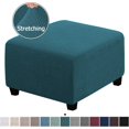 thumbnail image 3 of Ottoman Cover Slipcovers Square Fit Length 13"-44" Footrest, Stool Covers, Ottoman Protector Cover, Footstool Covers with Stretch Thick Checked with Elastic Bottom, Removable Washable(Deep Teal,XL(67-, 3 of 7