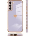 thumbnail image 4 of Compatible with Samsung Galaxy S22 5G Case Love Heart Plating Electroplate Luxury Elegant Case Camera Protector Soft TPU Shockproof Protective Corner Back Cover Galaxy S22 5G Case -Purple, 4 of 11