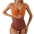thumbnail image 1 of Traje de baño de una pieza para mujer, conjuntos de bikini para mujer, bikinis de nailon con tirantes y escote en V, diseño de bloques de color, espalda descubierta y cuello plegable., 1 of 3