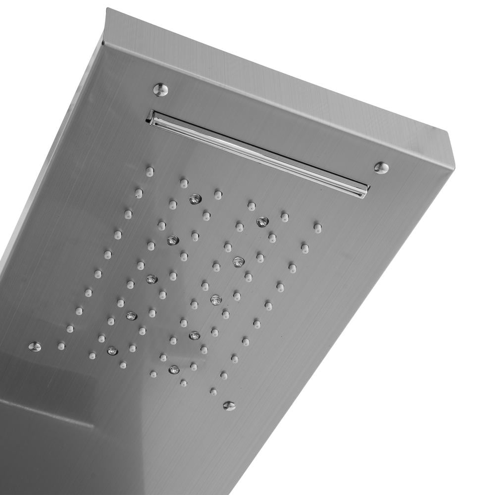 Xianers Stainless Steel Shower Panel Tower System,LED Rainfall Waterfall Shower Head Faucet Rain Massage System with Body Jets, Brushed Nickel