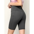 thumbnail image 2 of Made by Johnny Women's High Waisted Above the Knee Yoga Biker Shorts with Pockets M CHARCOAL_GREY, 2 of 6